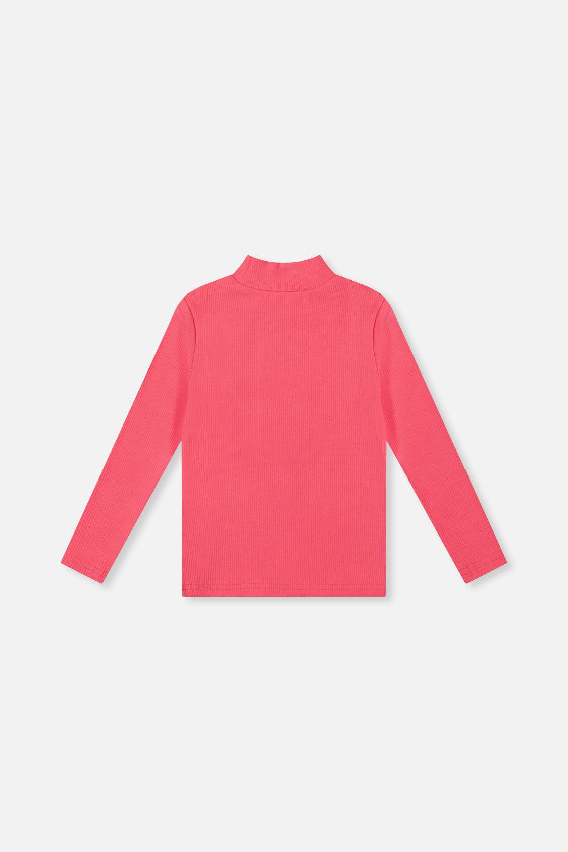 Brushed Rib Mock Neck Top Pink