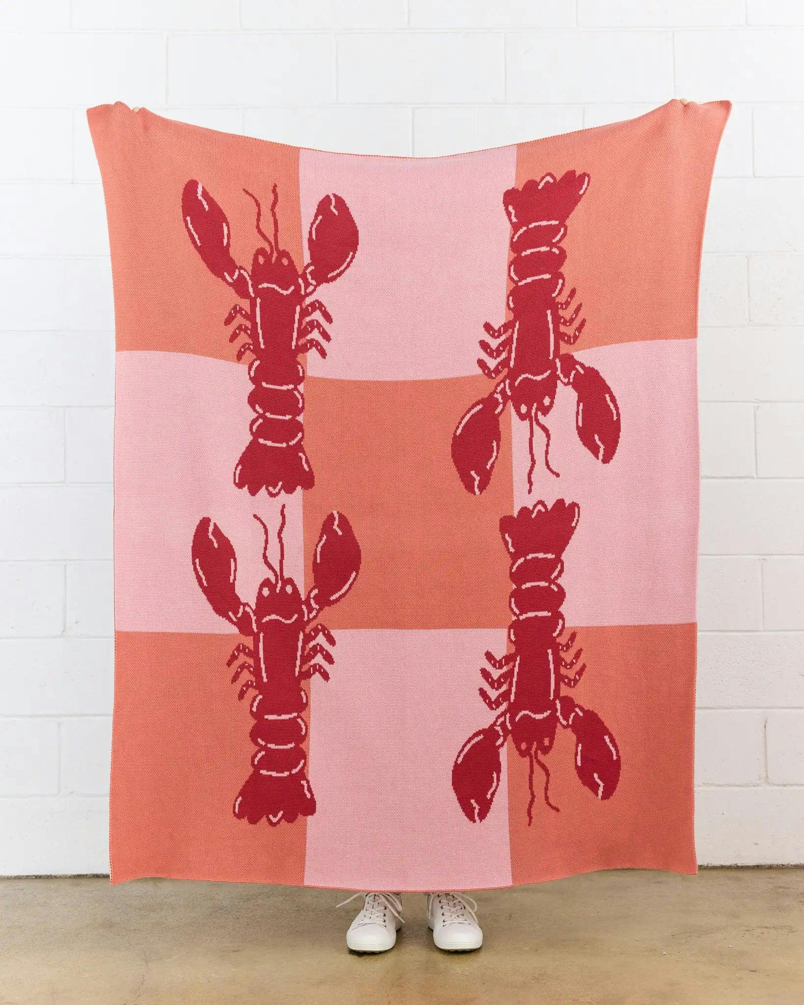 Lobster Tile Knit Blanket