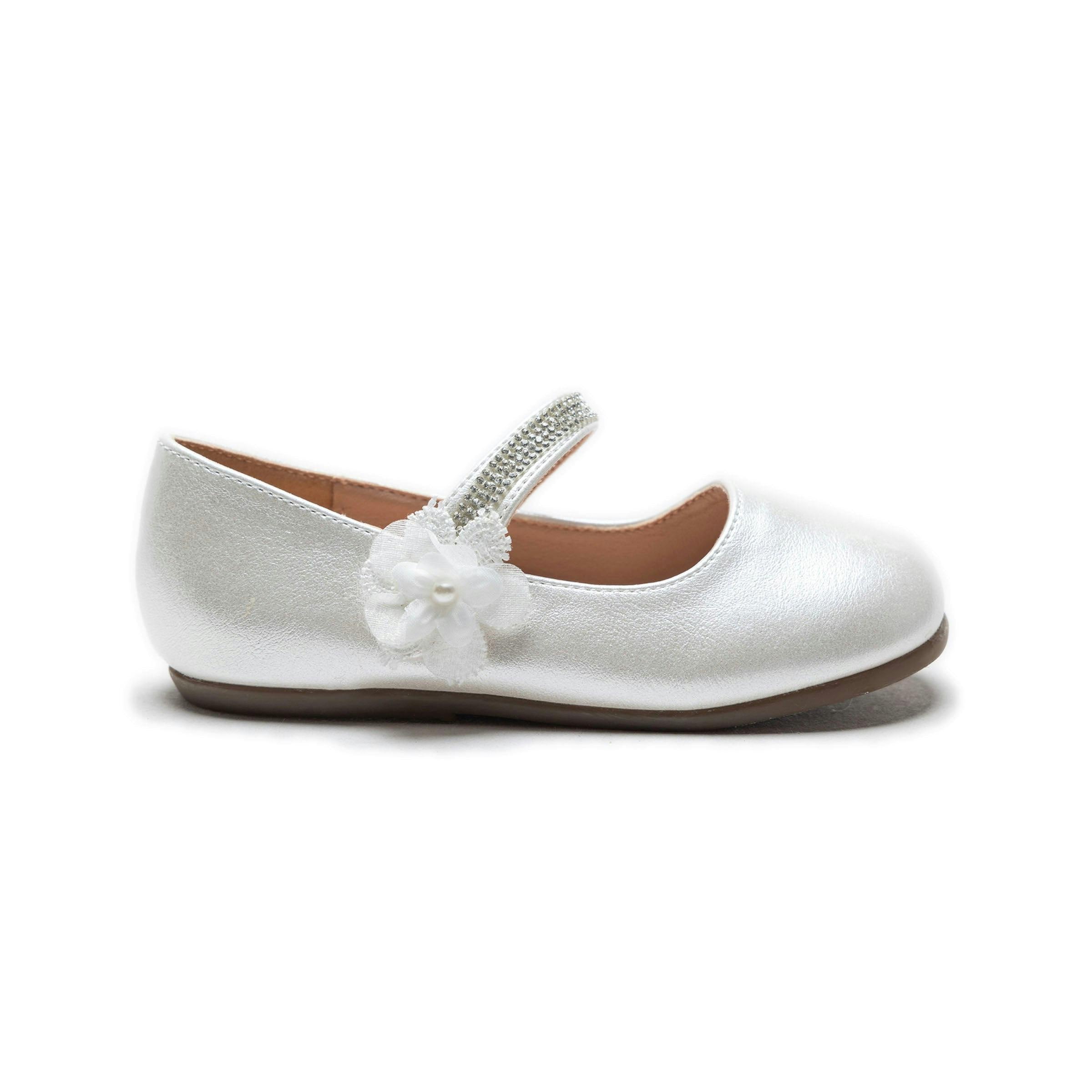 Cream Primrose Rhinestone Flats