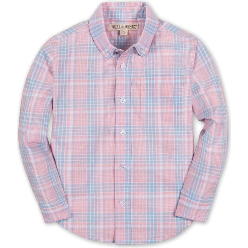 Organic Stretch Poplin Long Sleeve Button Down Shirt, Pink