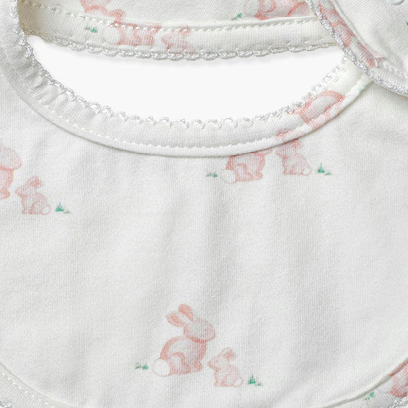 Baby Bib in Pale Pink Bunny