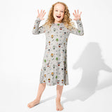 Little Monsters Bamboo Girls' Short Sleeve Dress