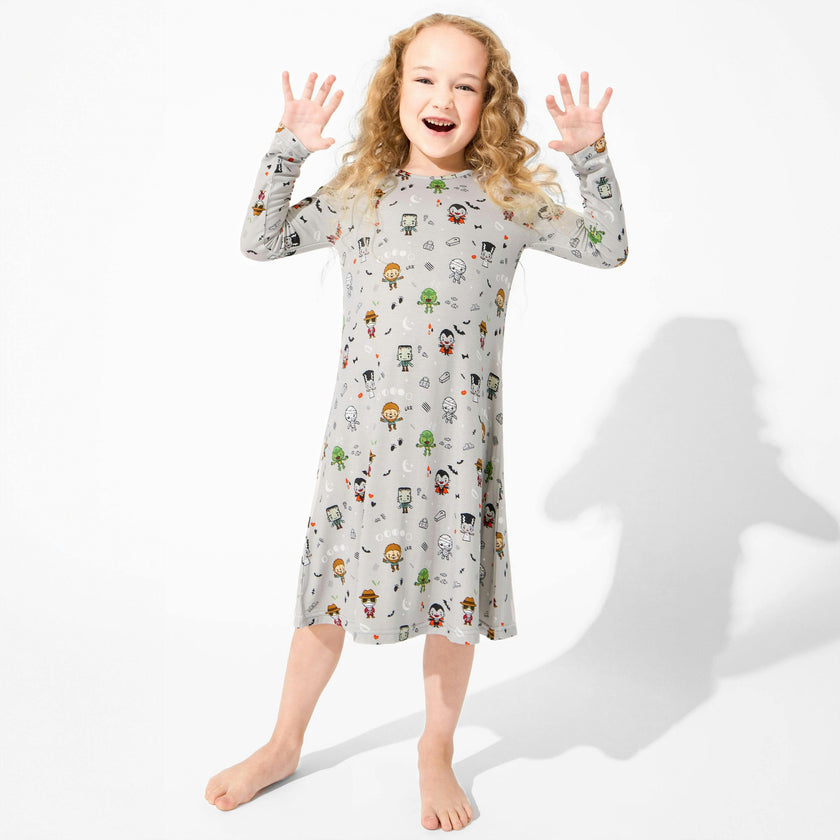 Little Monsters Bamboo Girls' Long Sleeve Dress