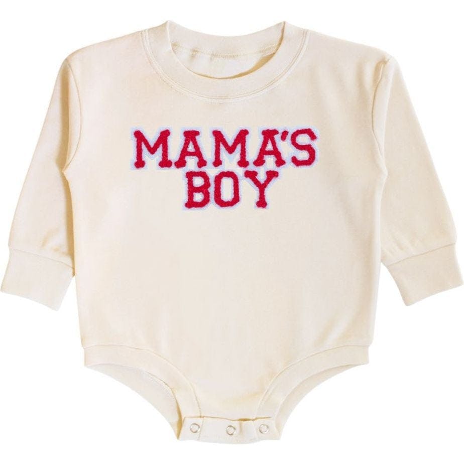 Mama's Boy Patch Long Sleeve Romper