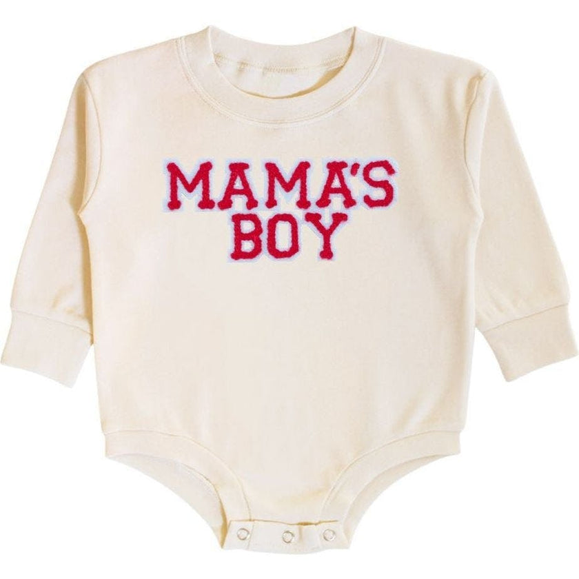 Mama's Boy Patch Long Sleeve Romper