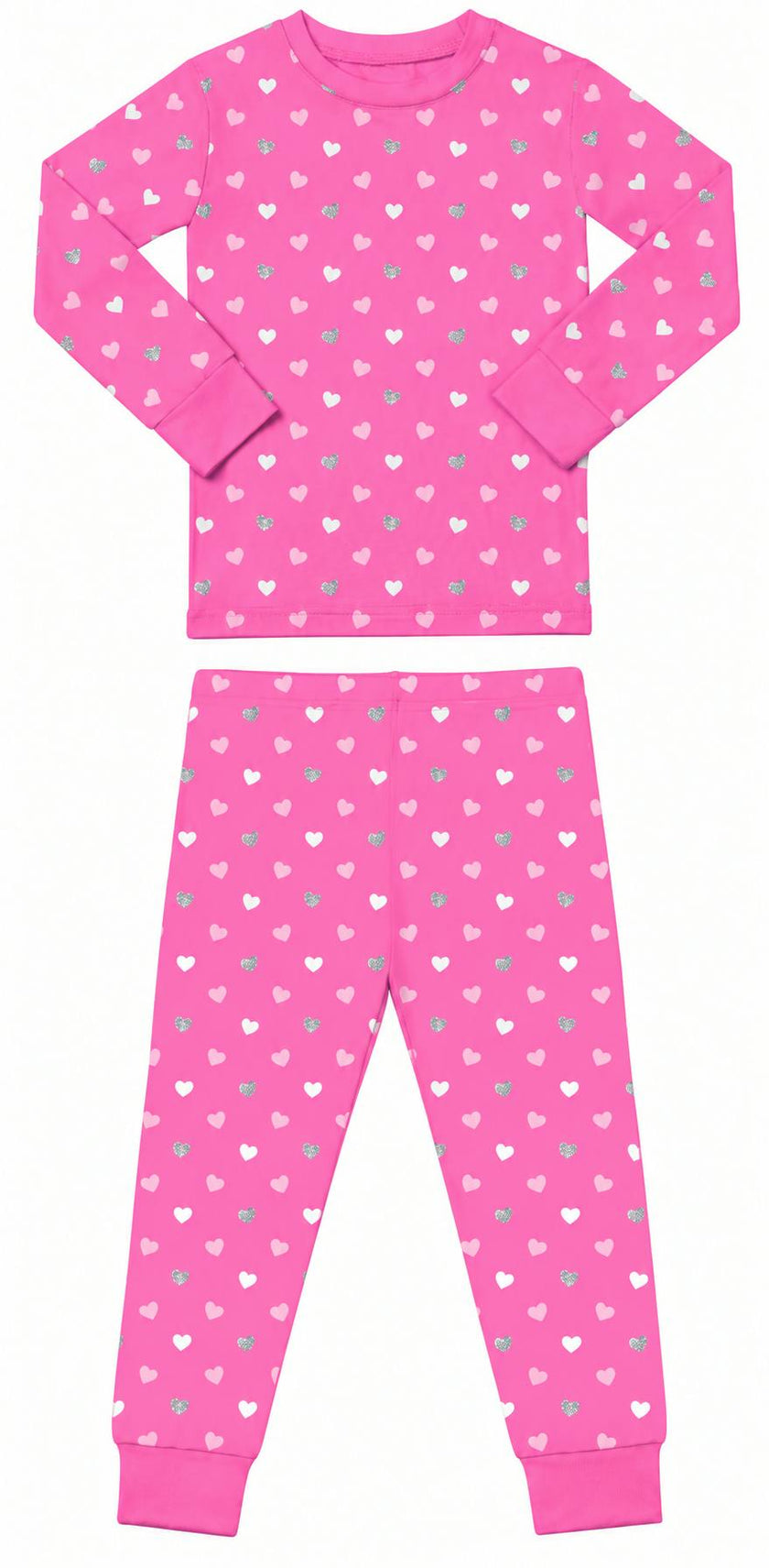 Kids Pajamas - Pink Glitter Hearts