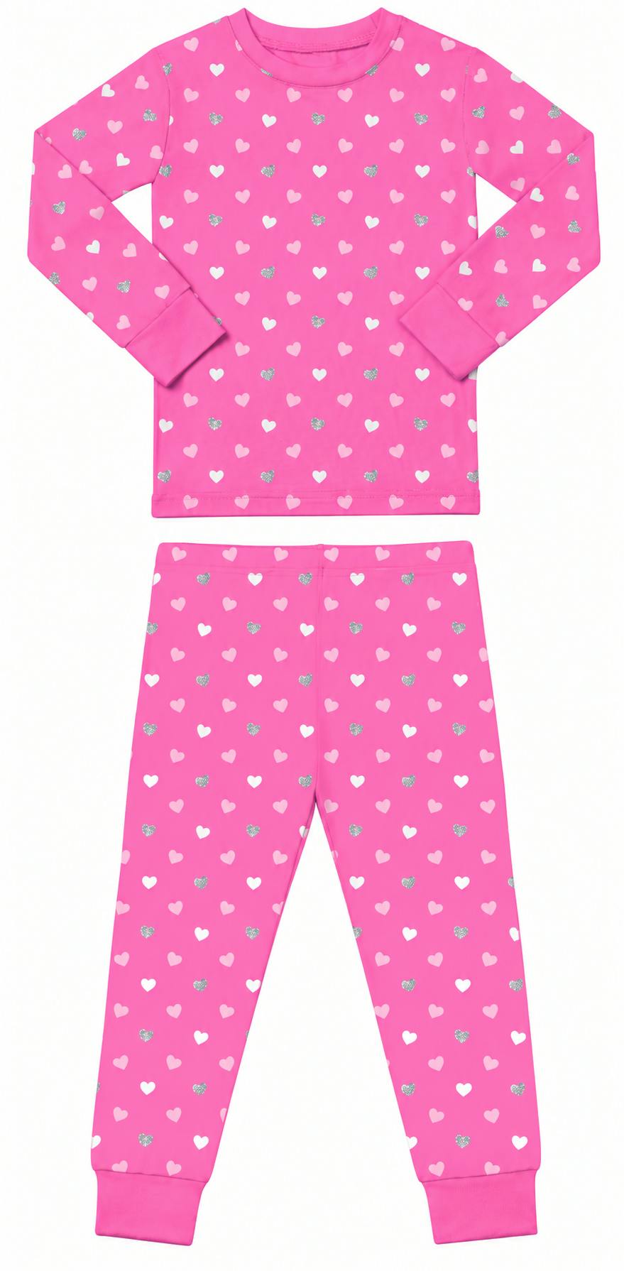 Kids Pajamas - Pink Glitter Hearts