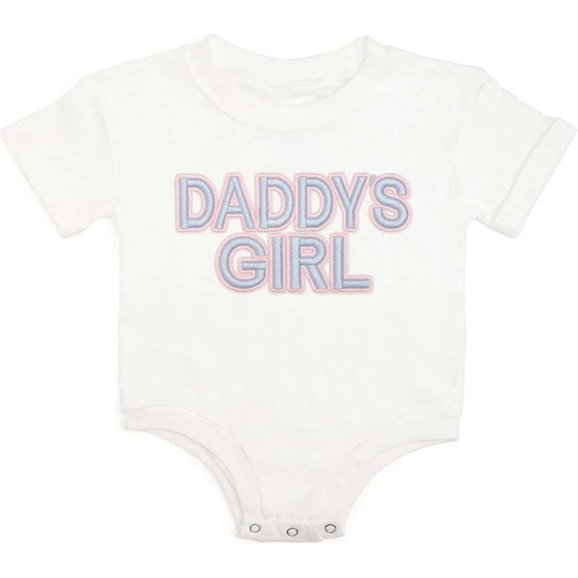 Daddy's Girl Patch Short Sleeve Romper - White