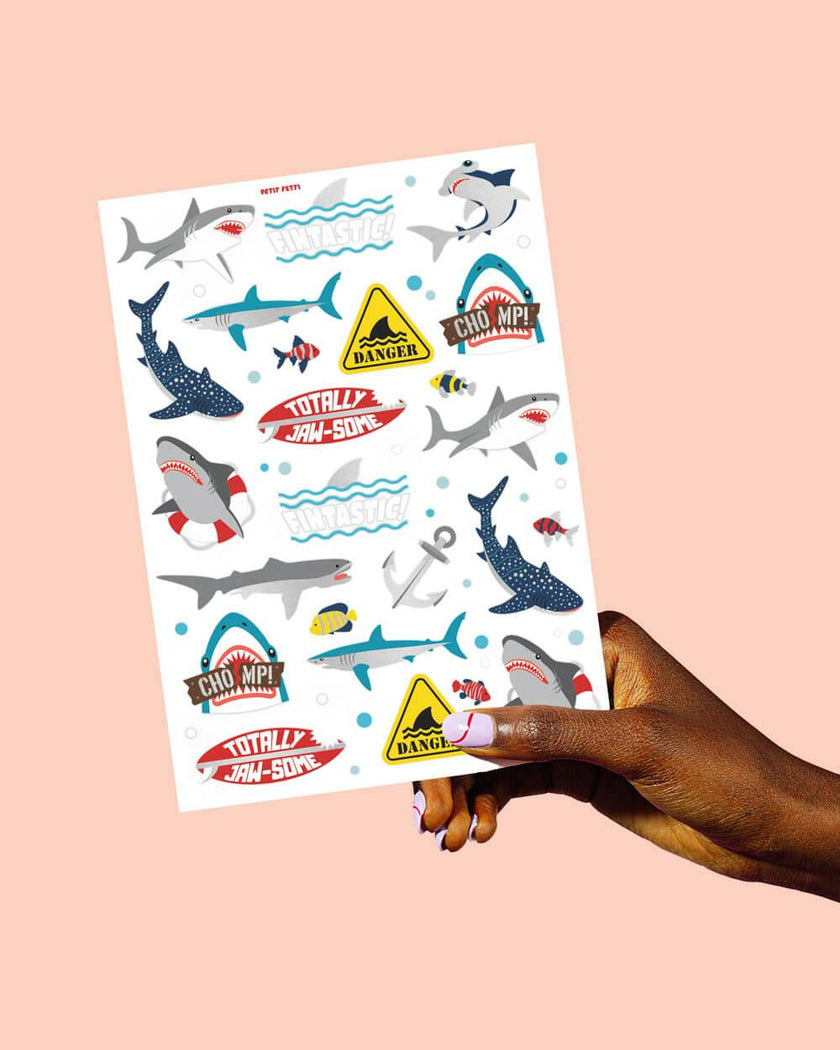 Shark Temporary Tattoos - 38 metallic temporary tattoos