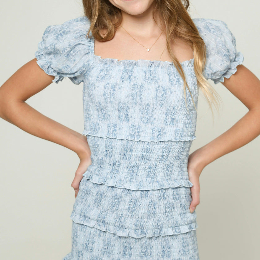 Milou Dress Blue Mini Roses