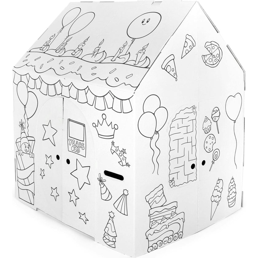 32" x 26.5" x 40.5 Decorate & Personalize Cardboard Playhouse Birthday Edition