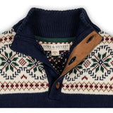 Organic Mock Neck Intarsia Sweater, Blue