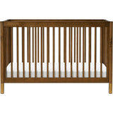 Gelato 4-in-1 Convertible Crib with Toddler Bed Conversion Kit in Natural Walnut & Gold Feet