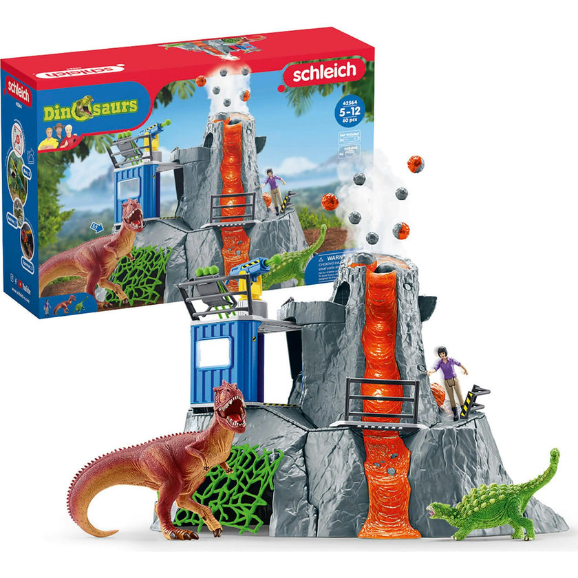 Schleich Dinosaurs: Volcano Expedition Base Camp - 60 pc Playset