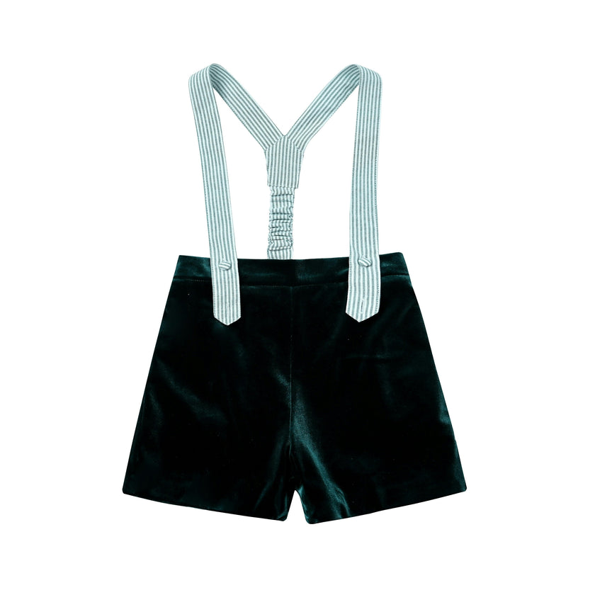 Evergreen Velvet Suspender Set