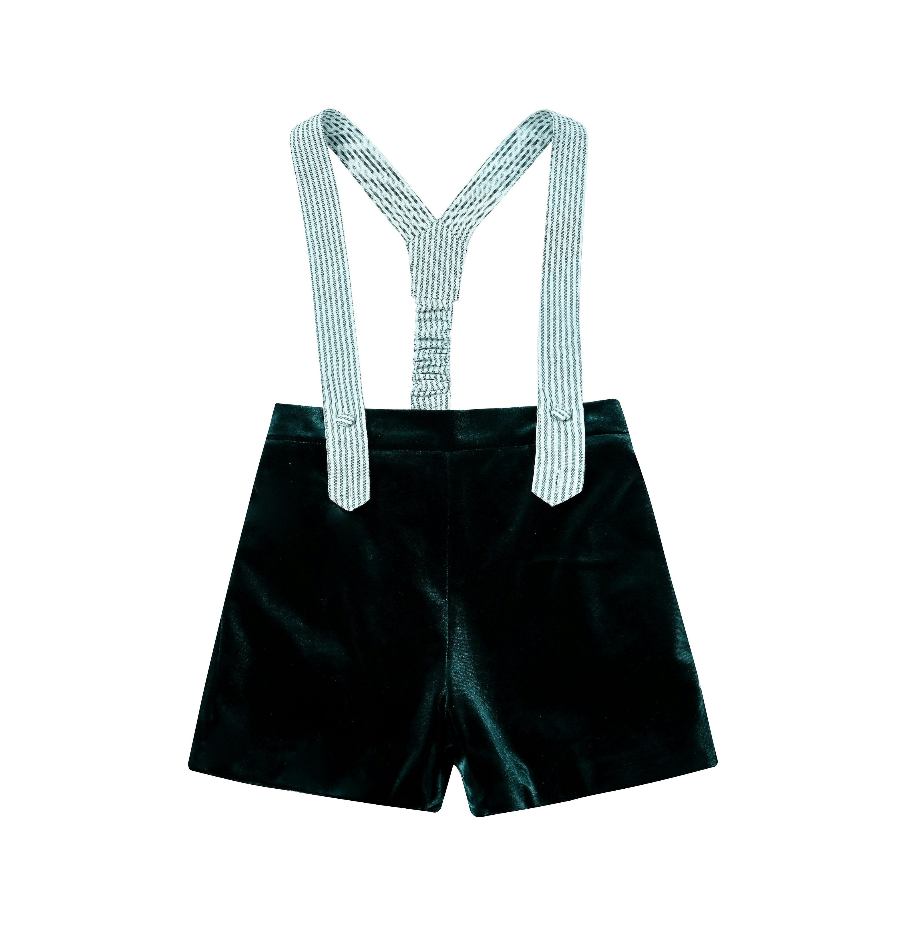 Evergreen Velvet Suspender Set