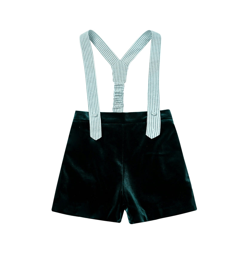Evergreen Velvet Suspender Set