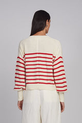 LAYLA STRIPE SWEATER | IVORY + ROSSO