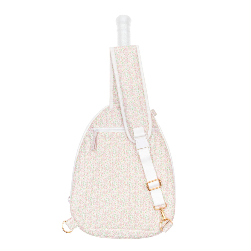 antique floral coated tennis bag