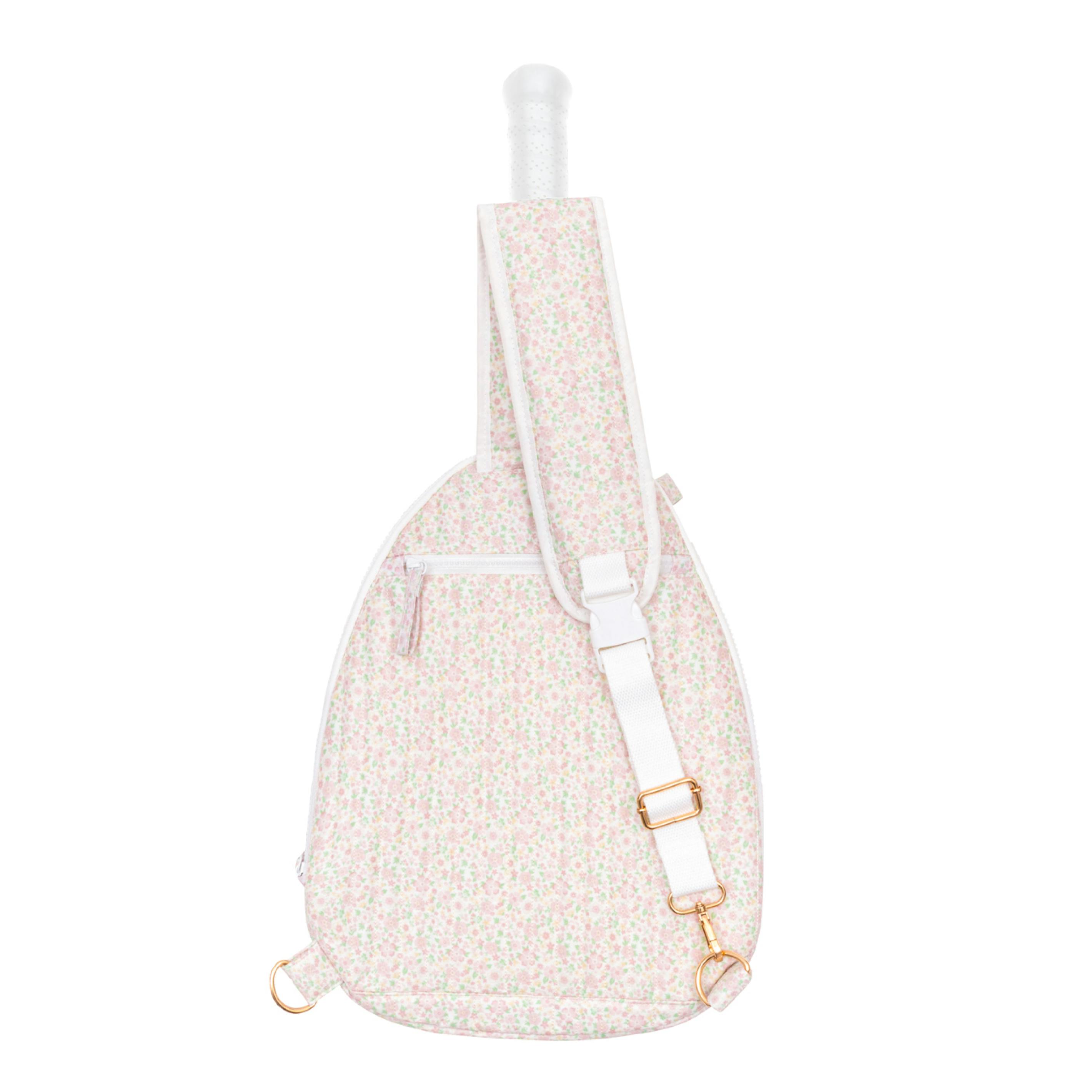 antique floral coated tennis bag