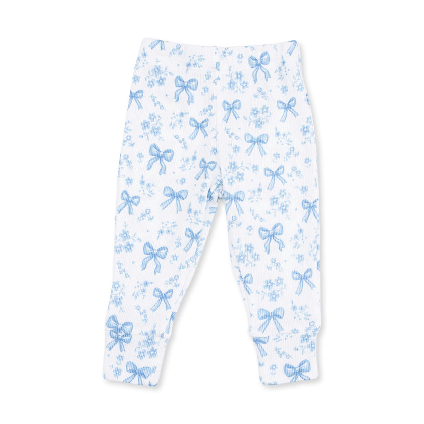 Blue Bows and Flowers - Long Sleeve Ruffle Top and Pant