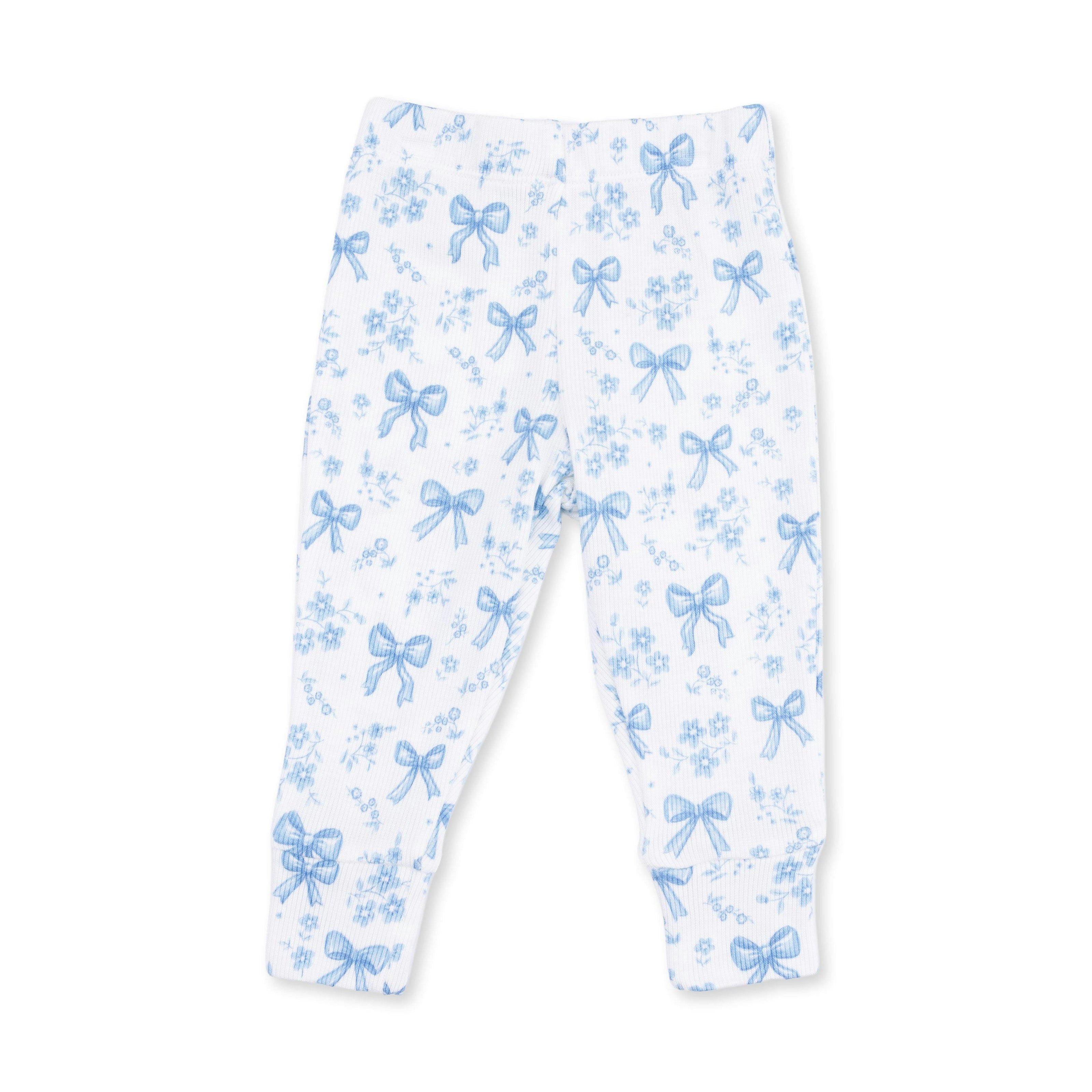 Blue Bows and Flowers - Long Sleeve Ruffle Top and Pant