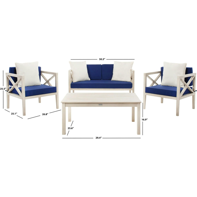 Nunzio 4-Piece Outdoor Set with Accent Pillows