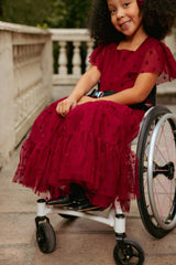 Mini Solange Dress in Burgundy Tulle