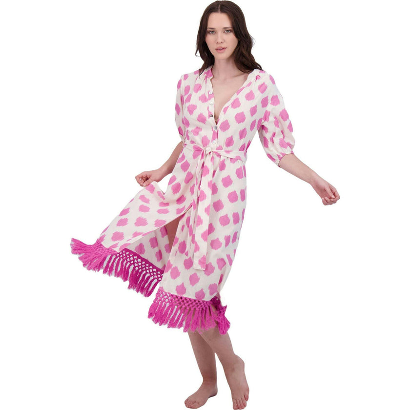 Eva Women's Ruffle Sundress Ikat, Pink