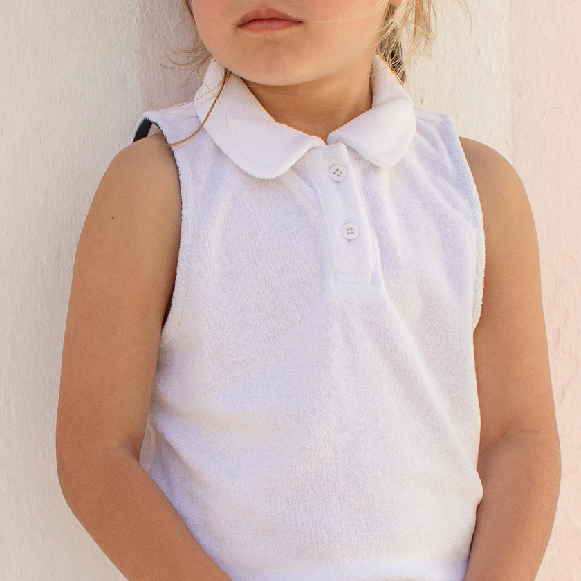 Girls White French Terry Tennis Tank Top And Skort Set