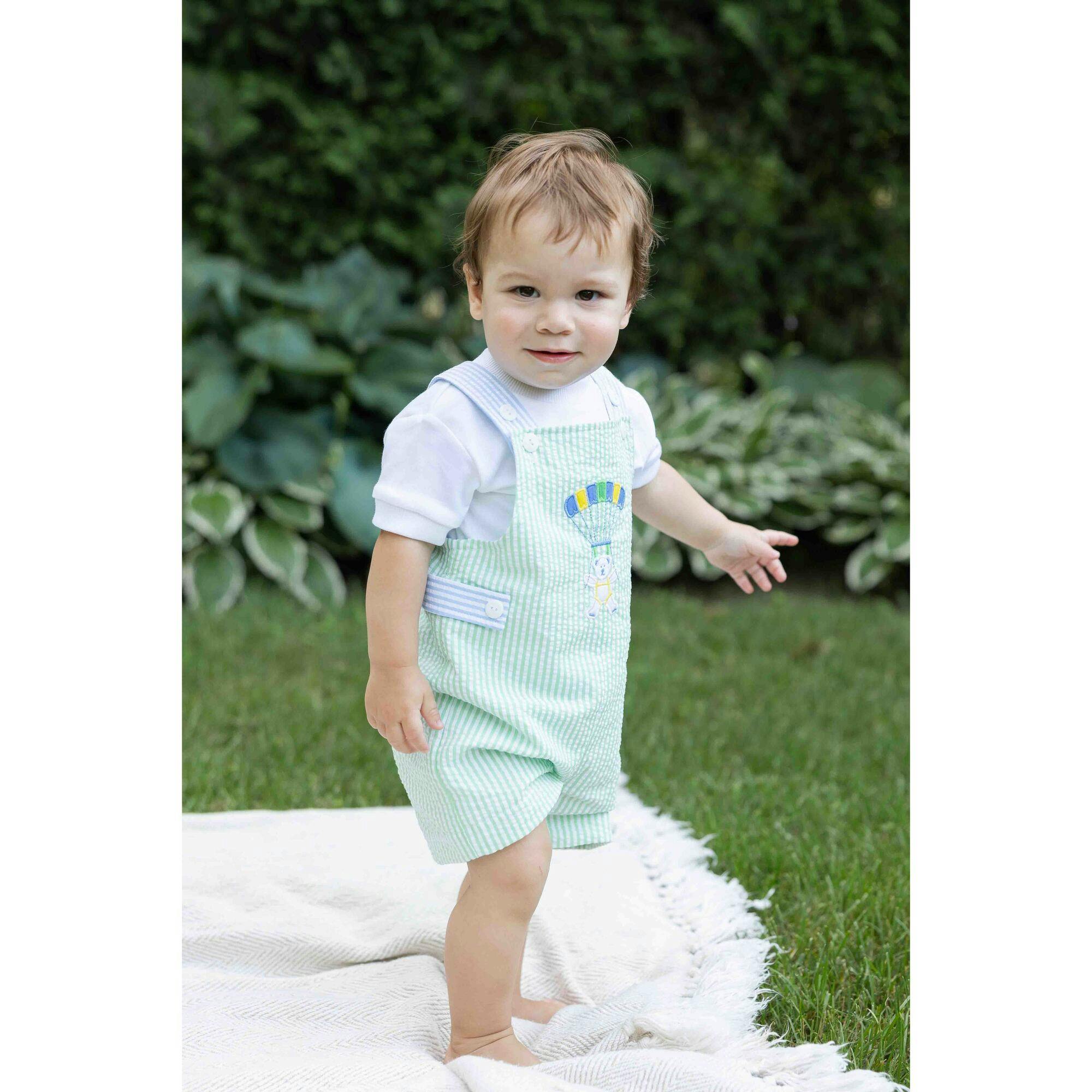 Seersucker Shortall With Parachute