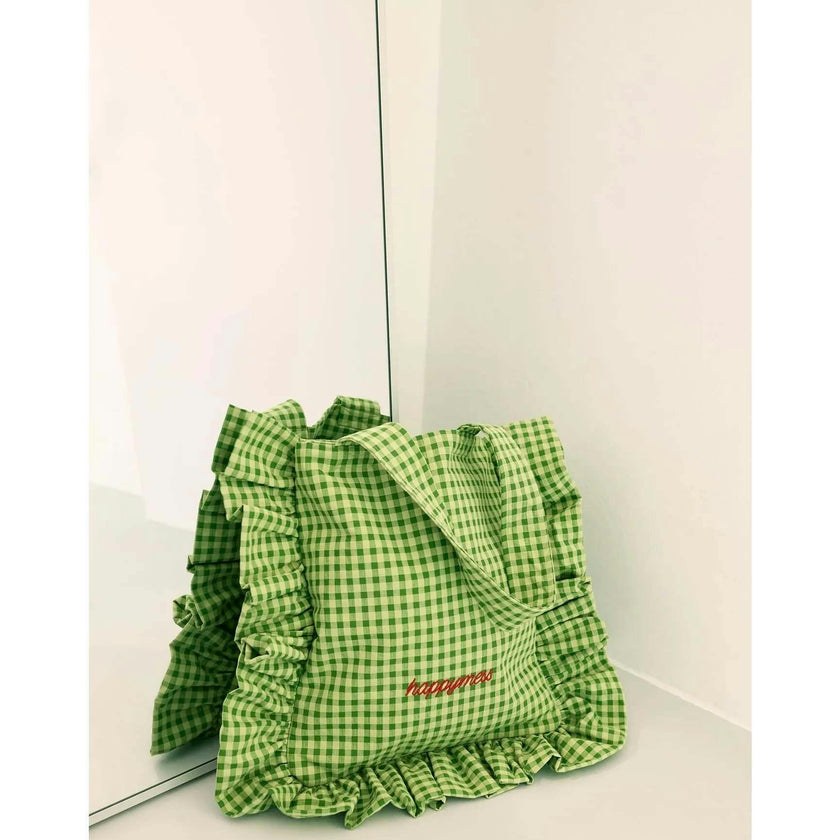 women's vichy frilled bag - matcha green