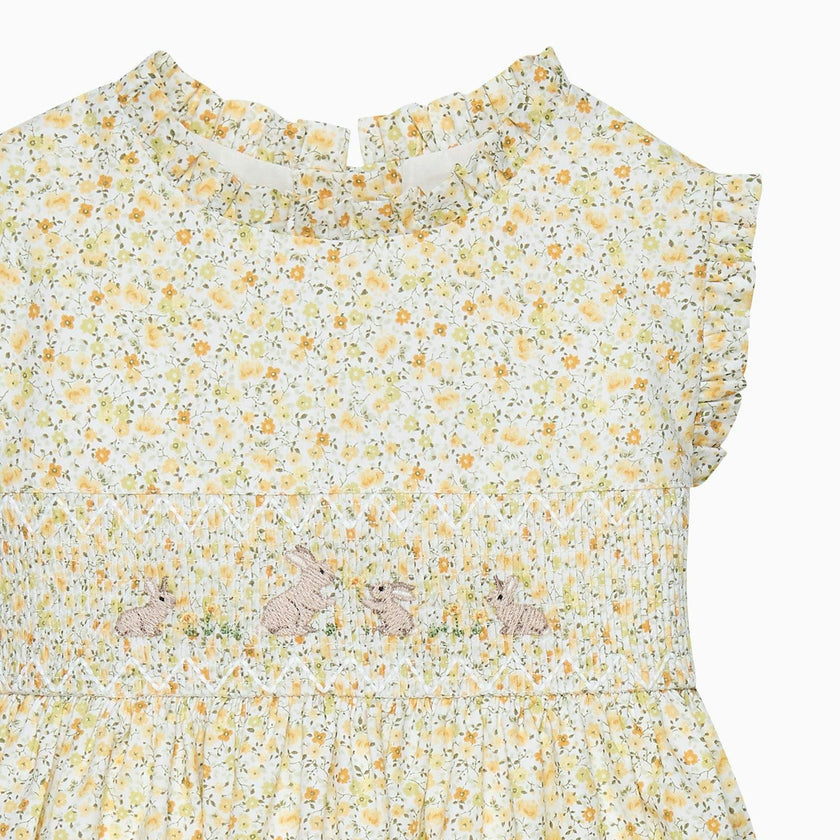 Baby Bunny Smocked Dress in Yellow