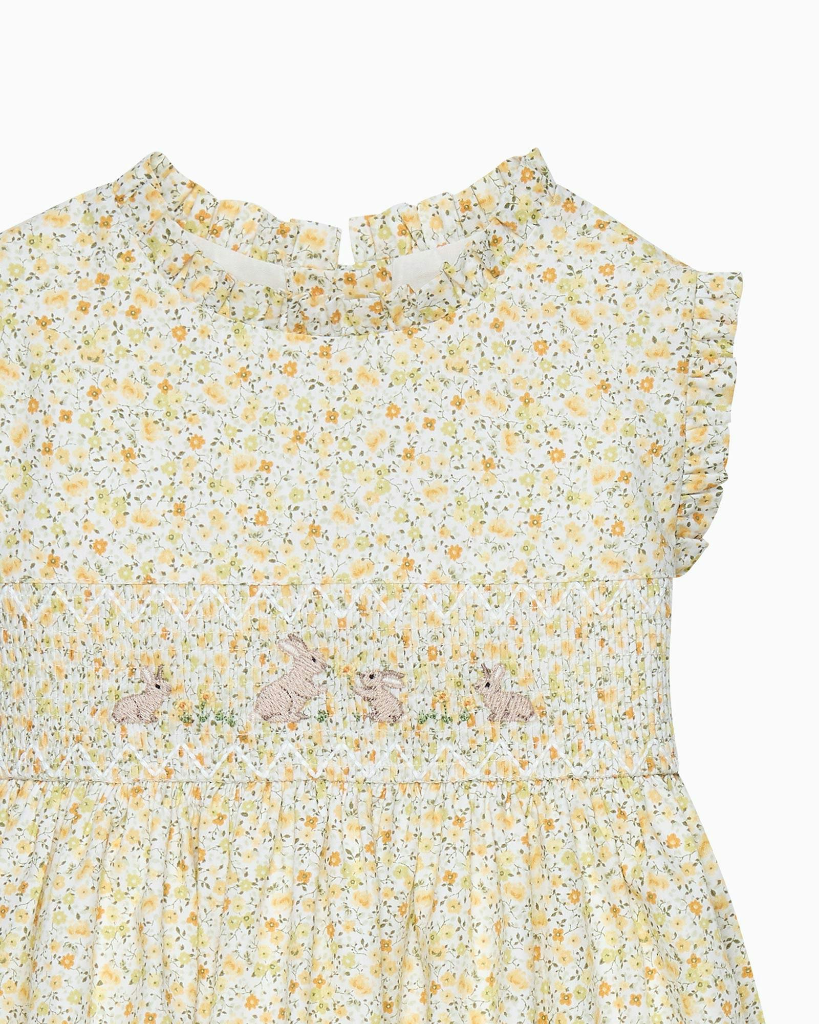 Baby Bunny Smocked Dress in Yellow