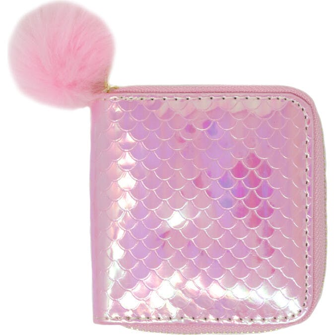 Shiny Mermaid Scale Wallet With Removable Pom Pom