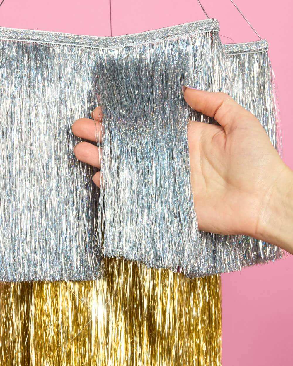 Starstruck Fringe Chandelier - silver + gold