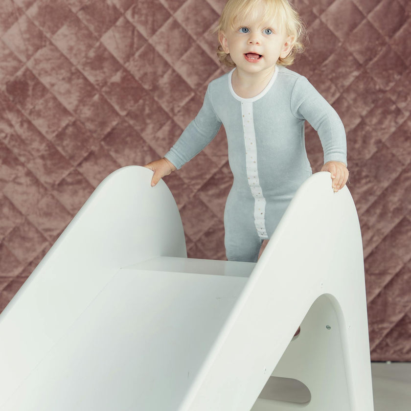 White And Gold Stars Print Velour Onesie