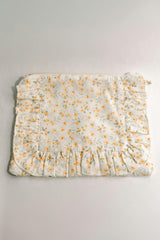 Timeless Floral Ruffle Zipper Pouch | Lemon Blossoms