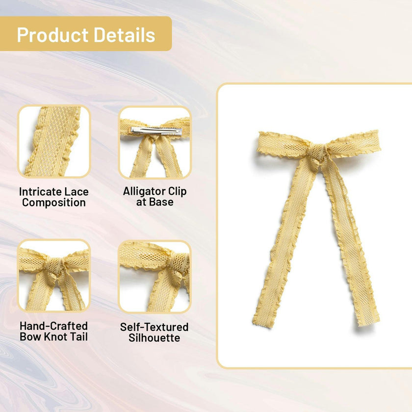 Halo Luxe Mae Lattice Lace Long Tail Clip - Lemon