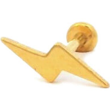 Lightning Bolt Titanium Flat Back Stud Earring