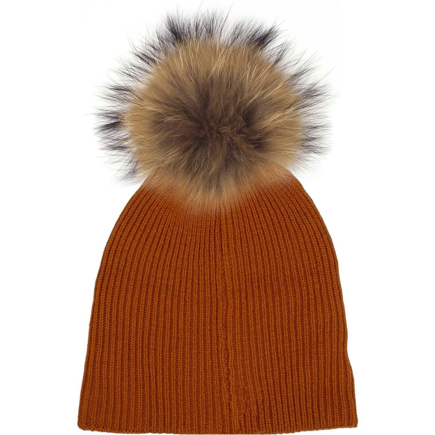 Knitted Wool Hat With A Genuine Fur Pom (TikTok)