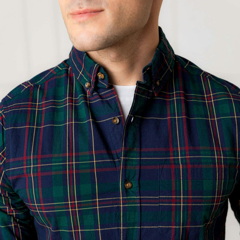 Men's Organic Long Sleeve Stretch Poplin Button Down Shirt, Blue