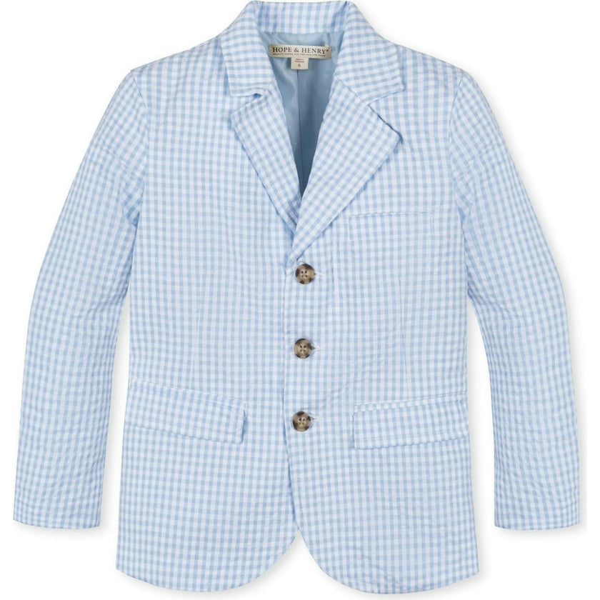 Organic Classic Seersucker Suit Jacket, Blue