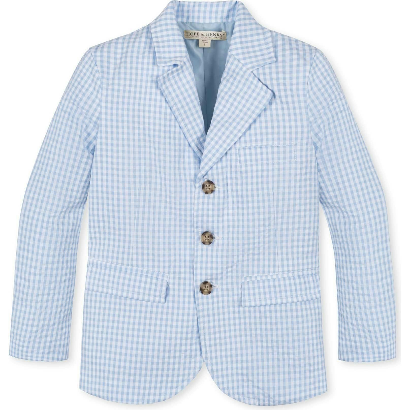 Organic Classic Seersucker Suit Jacket, Blue
