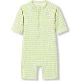 Green Gingham Zipper Shortall Swimsuit