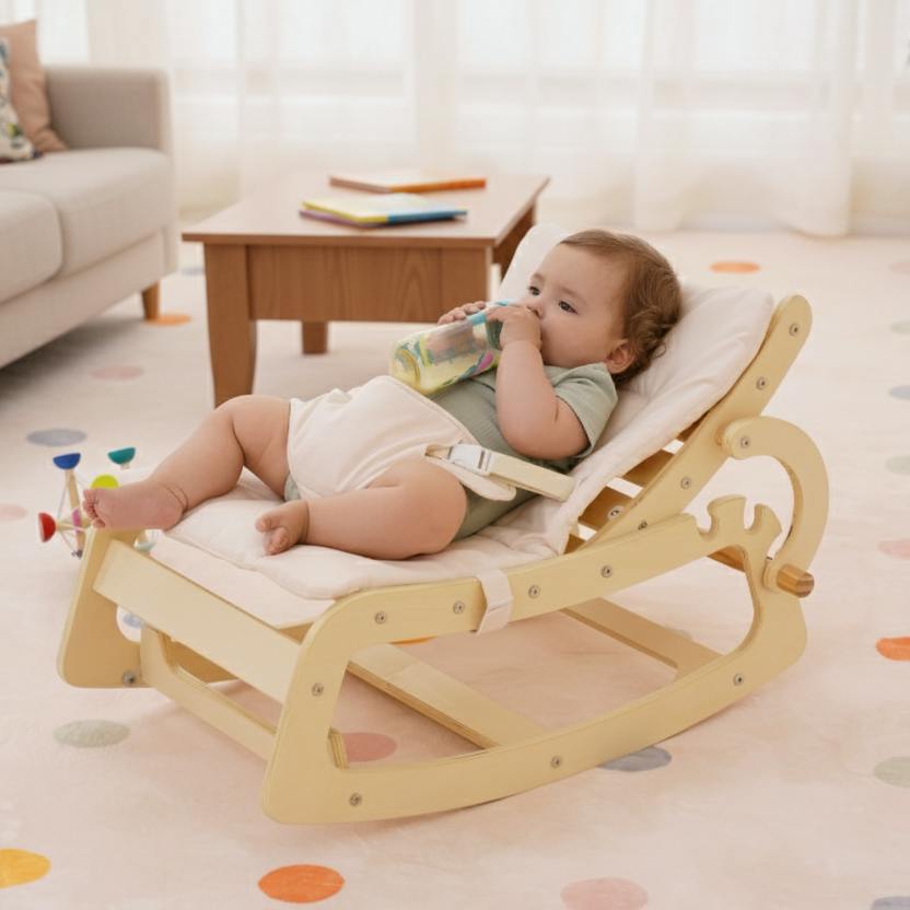Hemlock Adjustable Wooden Baby Rocker | Converts to Toddler Seat