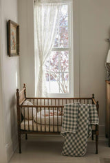 Evergreen Gingham QUILTED 6 Layer Gauze Blanket