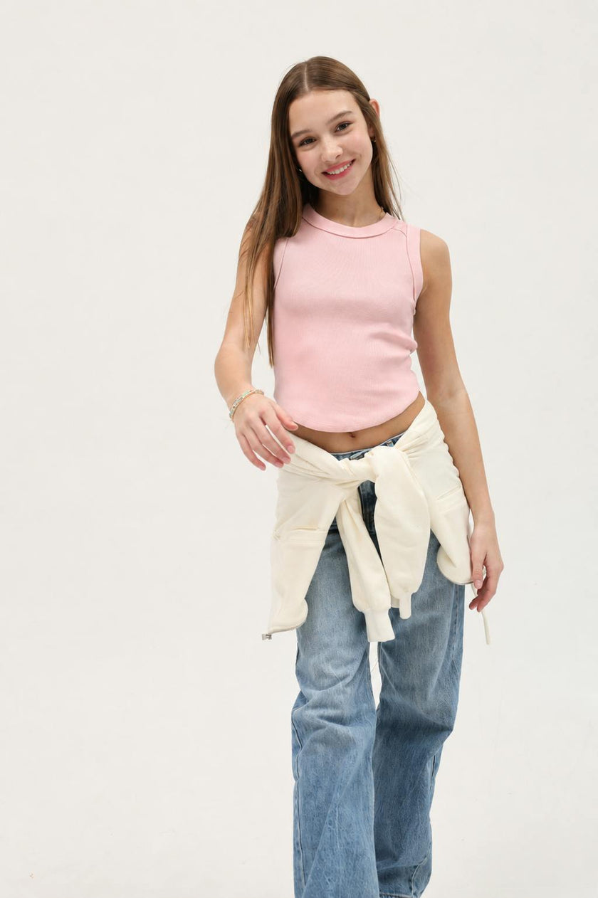 Tenly Rayon Rib Exposed Seam Tank Top