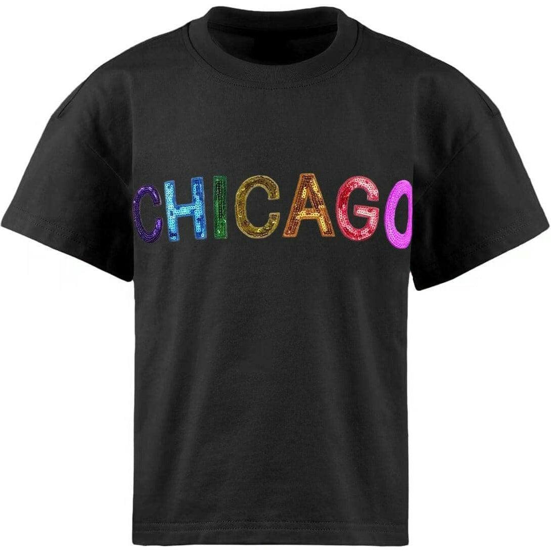 Women's Sequin Chicago T-shirt Black