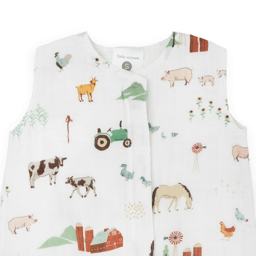 Cotton Muslin Sleep Bag - Farmyard